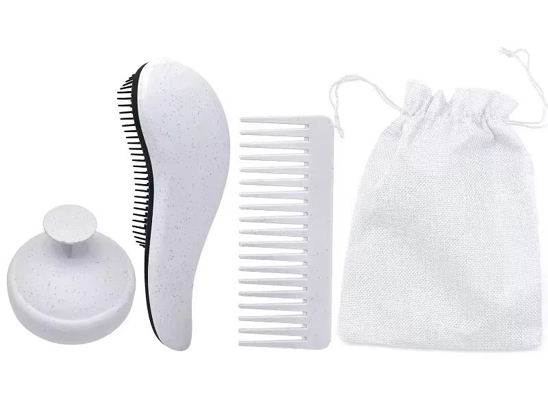 Kit Brossage Capillaire Naturel 3 Pièces – Paille de Blé Écologique