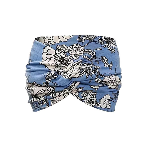 Bandeau Fleuri Torsadé - Bleu ciel