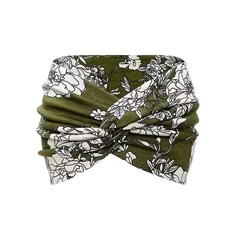 Bandeau Fleuri Torsadé - Kaki