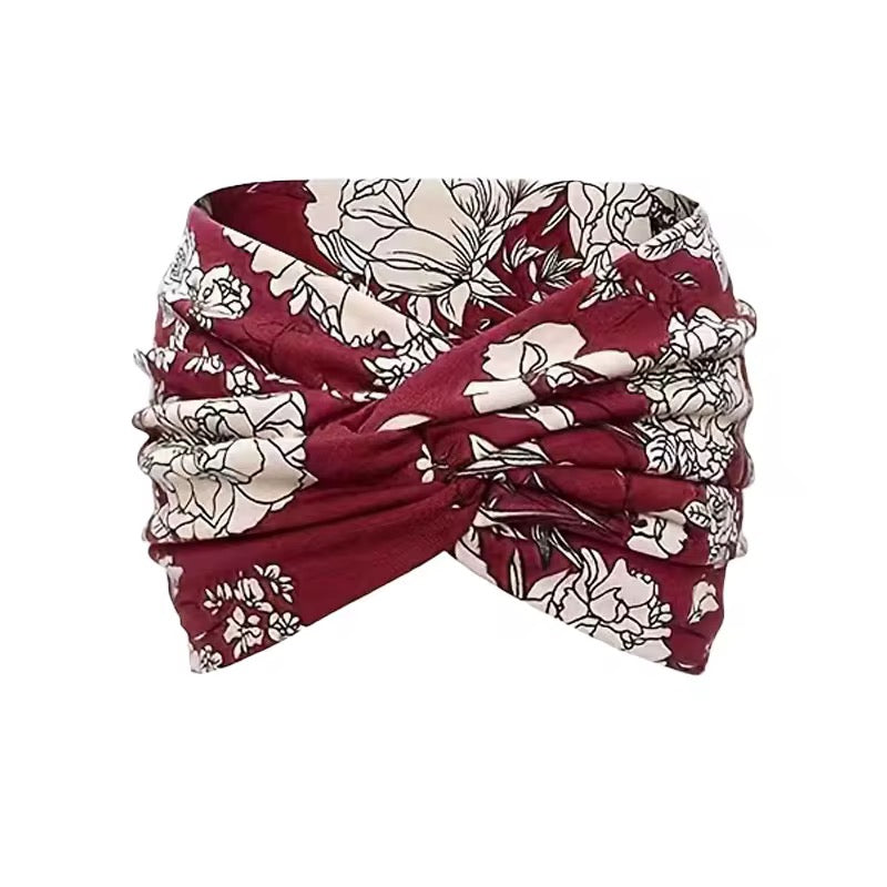 Bandeau Fleuri Torsadé - Bordeaux