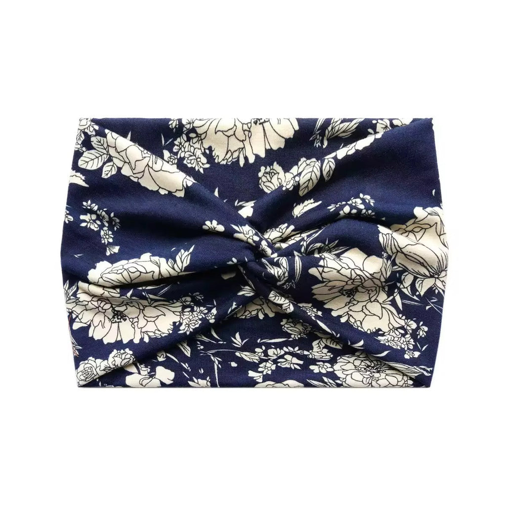 Bandeau Fleuri Torsadé - Marine